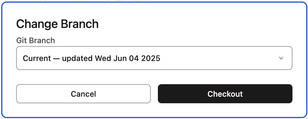 The Commit Changes modal is how users change their branch.