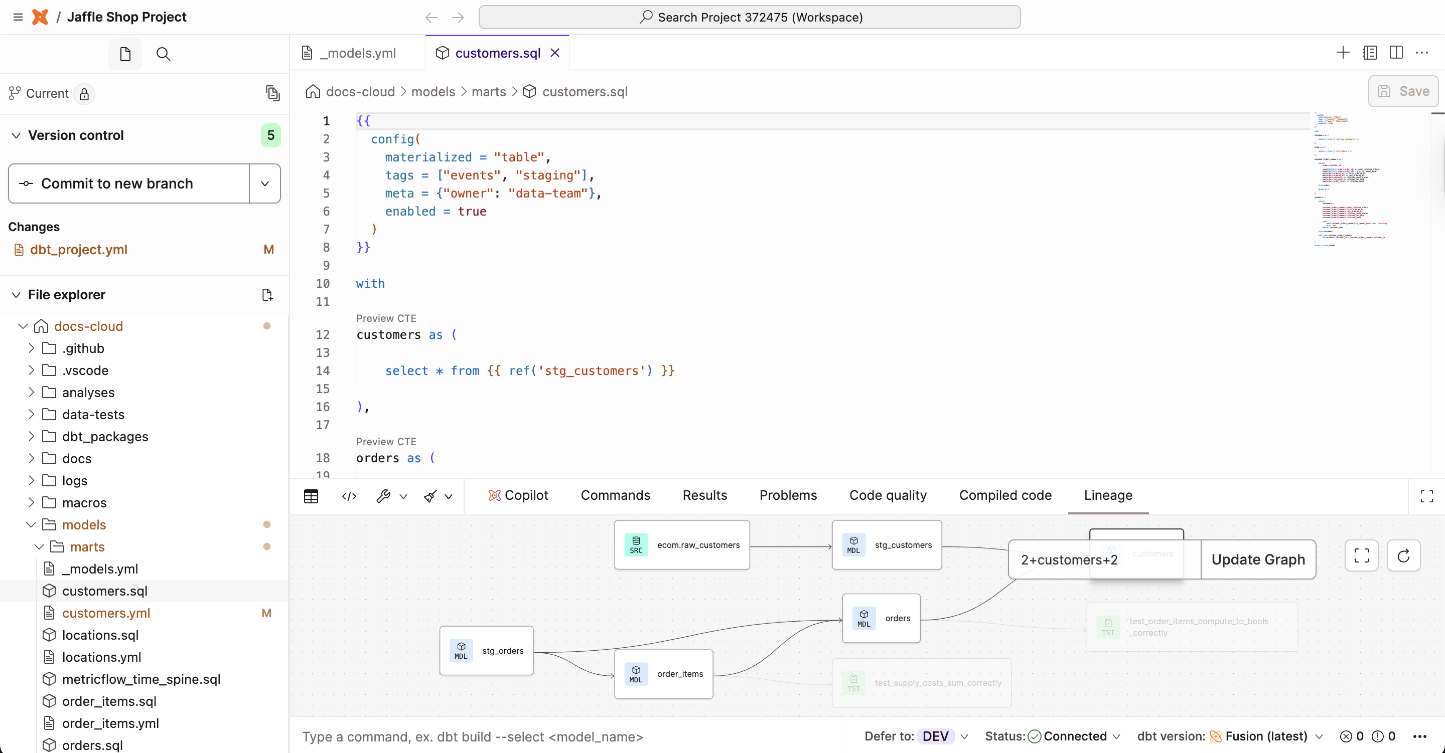 The Studio IDE includes version control, files/folders, an editor, a command/console, and more.